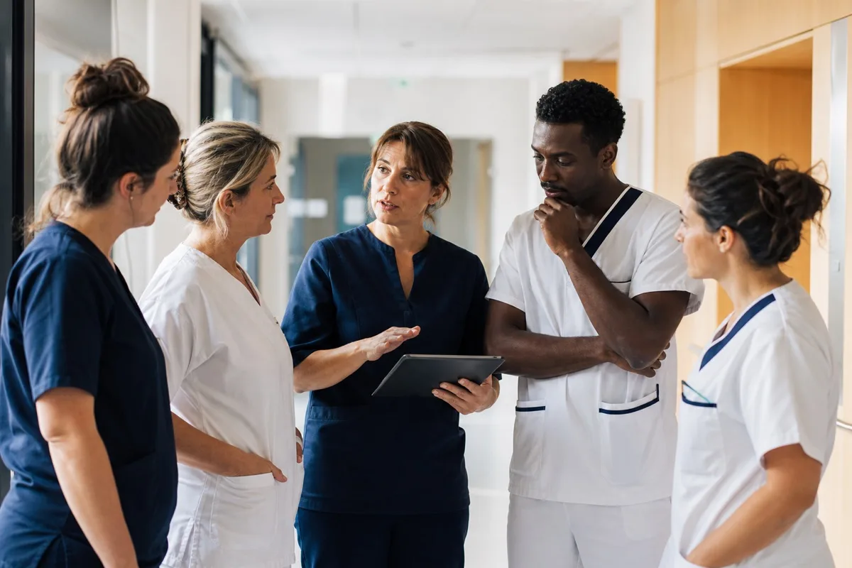 Équipe pluridisciplinaire dans un établissement de santé
